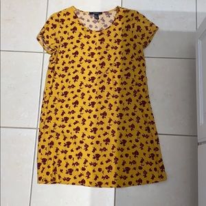 Yellow and floral T-shirt dress